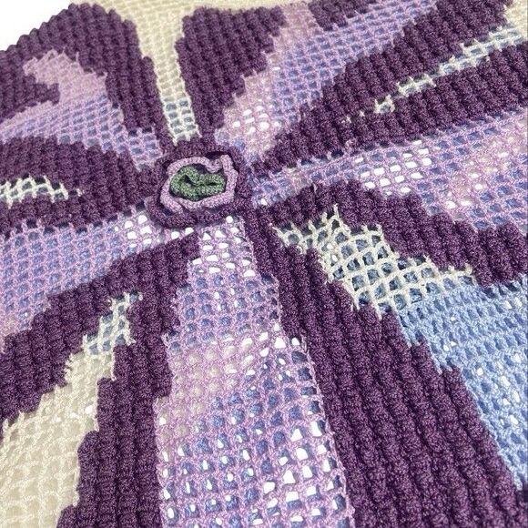 Crochet Knit Blouse Top Size M Cottagecore Boho Festival Beach Handmade Y2K - Picture 6 of 8